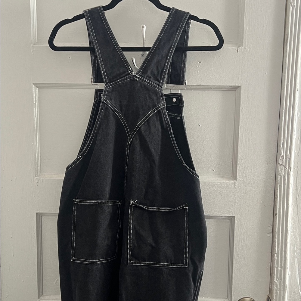 Forever 21 Black Baggy Denim with White Stitching Overalls - Picture 8 of 13